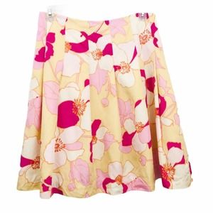 Banana Republic Silk Skirt Size 10 Full Pleated Floral Pink